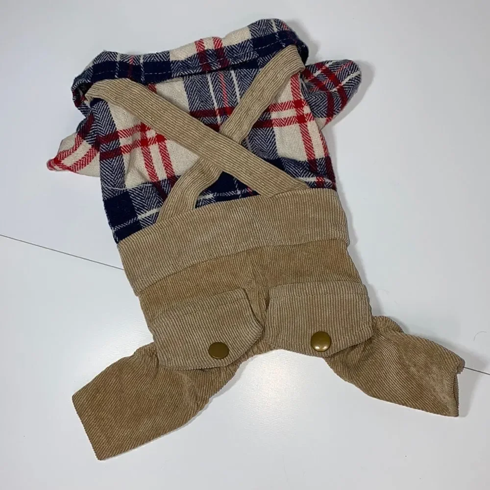 Flannel & Corduroy Dog Overalls Jumpsuit